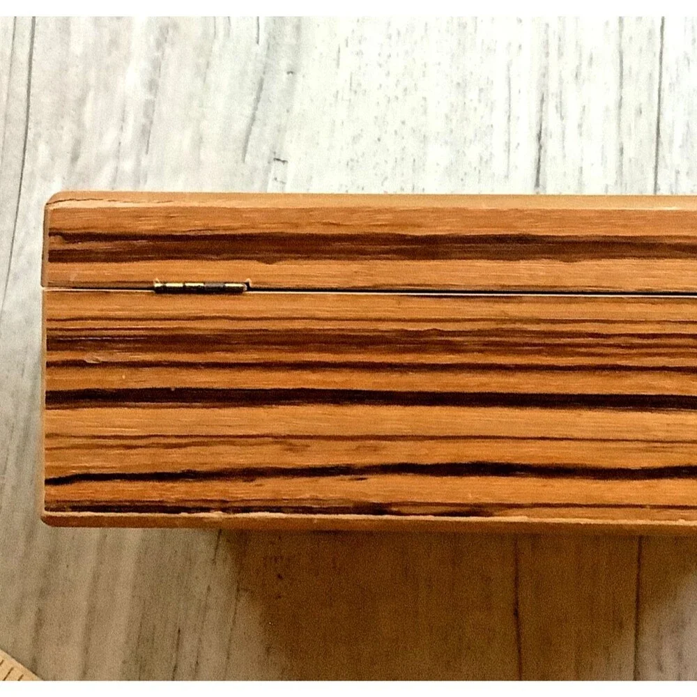 Vintage Japan Wood Jewelry Box Trinket Signed Exotic Wood